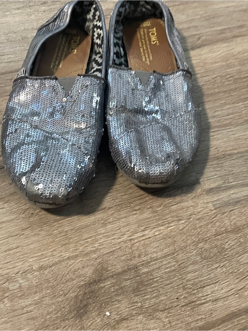 Toms Silver Sequin Classic Slip-Ons